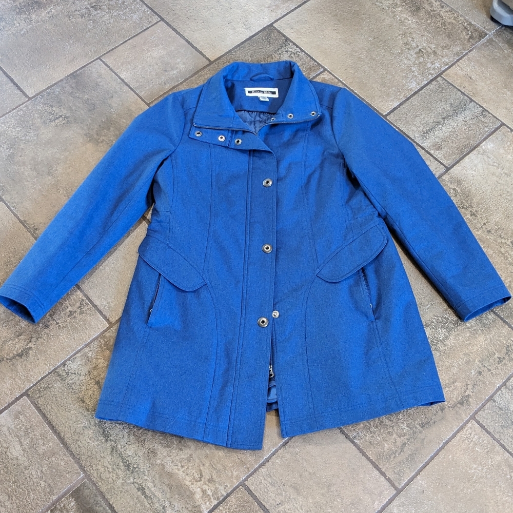 Kristen Blake Quilted Fall Insulated Rain Jacket Car Coat Feminine Size L Blue